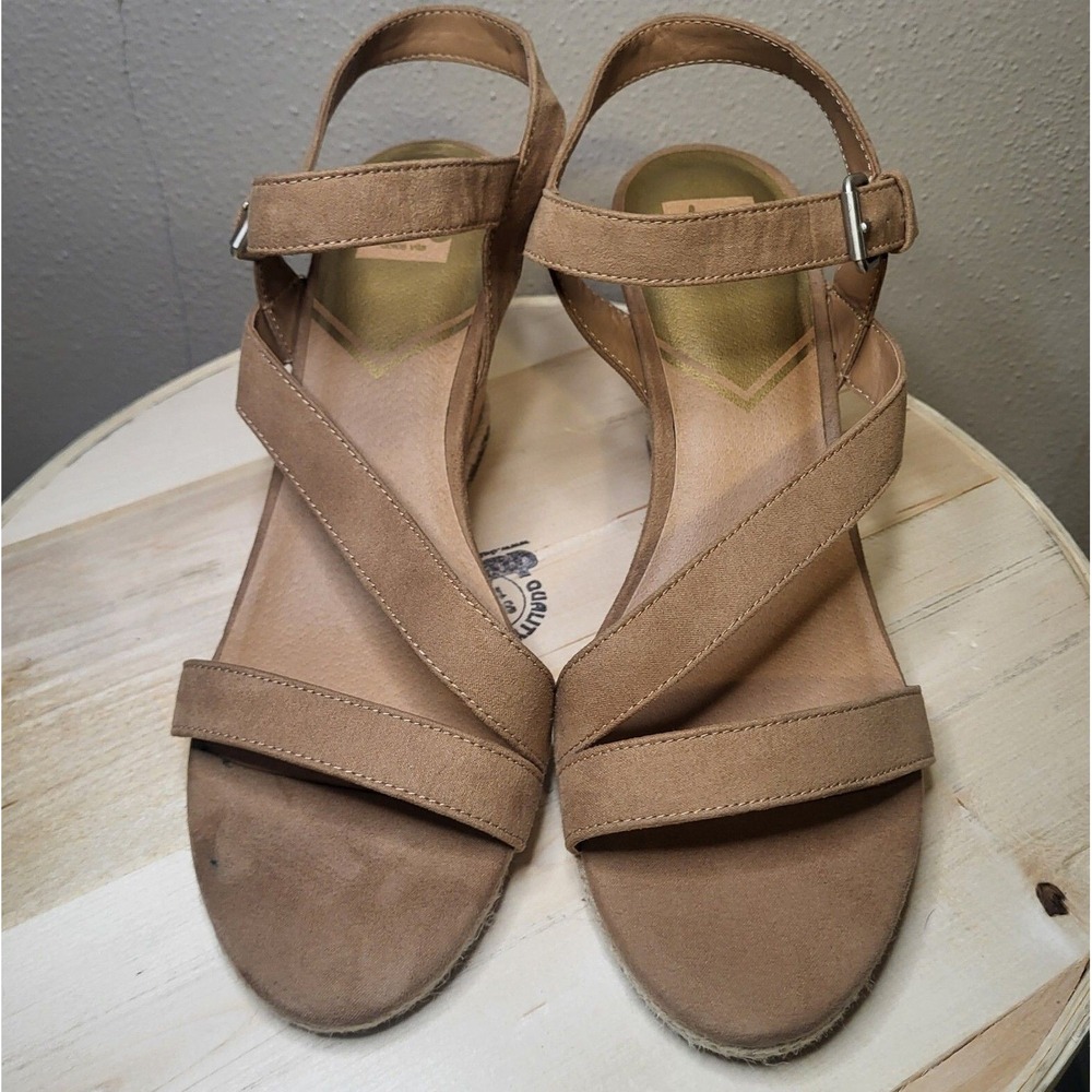 DV8 Dolce Vita‎ Womens Size 10 Tan Strappy Cork Wedge Sandals